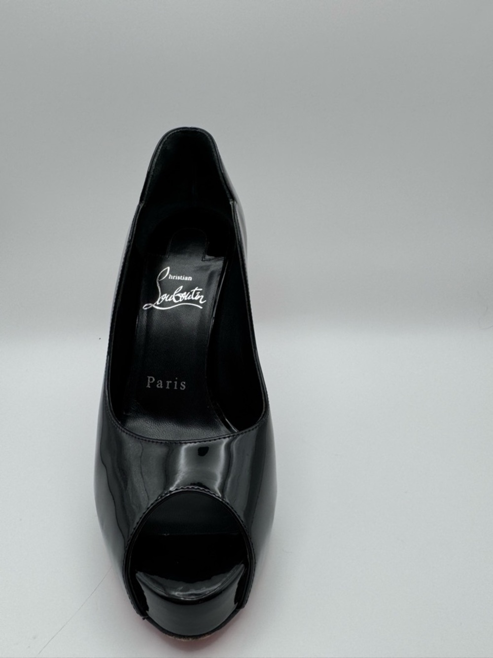 Christian Louboutin Hot Chick Alta 120 Black Patent Peep Toe Platform EU 36 - Picture 3 of 7